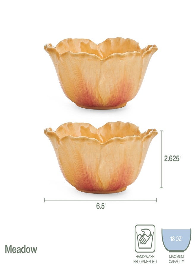 Fitz & Floyd Fitz and Floyd Meadow Floral Tulip Soup Cereal Bowls, 6.5 Inch - Image 2