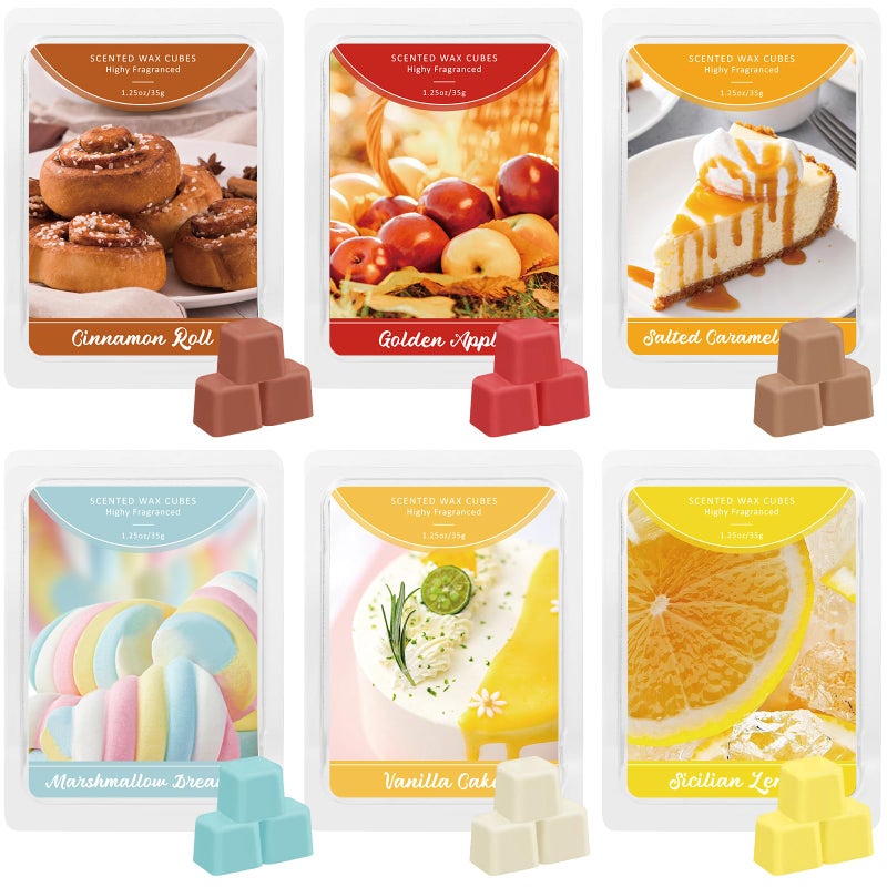 STRN Wax Melts Food Scented 6 Pack, Long-Lasting Natural Soy Wax Cubes for Wax Warmers, Pretty Gift Set with Highly Scented Essential Fragrance Oil Soy Wax Melts Tarts 7.5oz/240g (36 Cubes) - Image 1