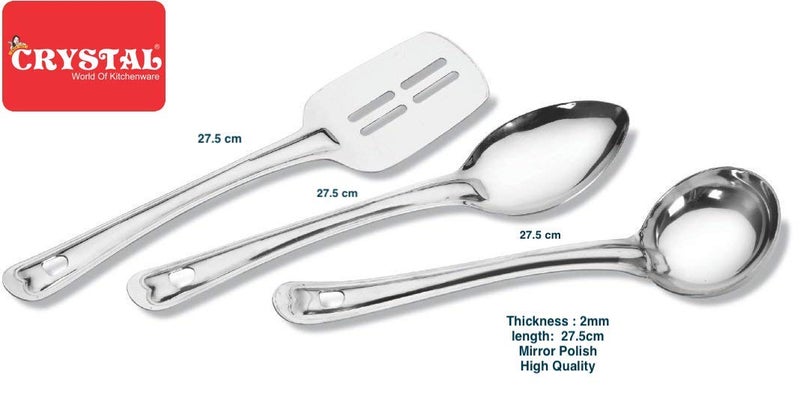 Crystal CC940 Serving Spoon - Set of 3 (Silver) - Image 2