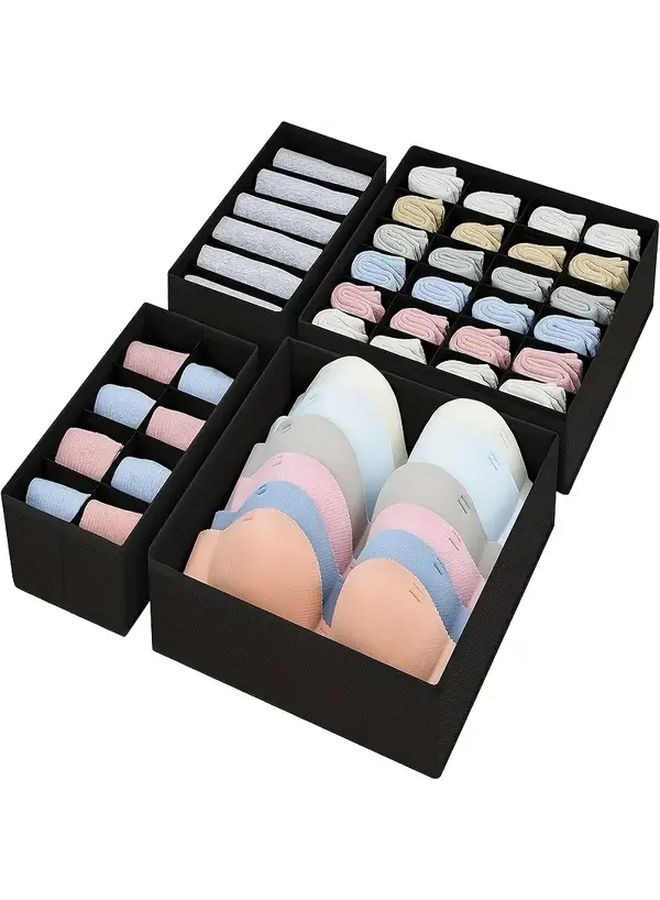 Black Underwear Organizer Box 6 Grids Foldable Storage With Lid Breathable Mesh - Image 2