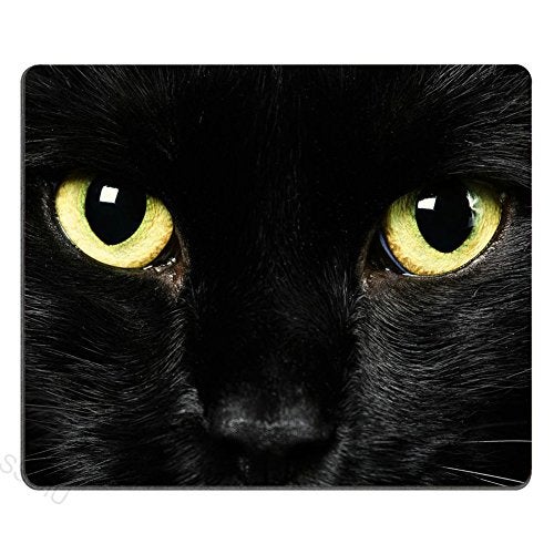 SSOIU Personalized Unique Design Oblong Shaped Mouse Pad Black Cat Face - Image 5