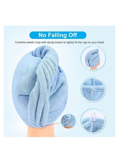 ORiTi Microfiber Hair Towel, Hair Towel Wrap, Pack of 2 with hair ties, Quick Dry Hair Turban, Absorbant Hair Wraps, Hair Drying Towel with Elastic Loop and button  - Image 4