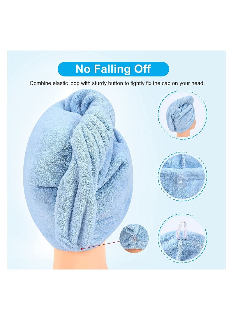 ORiTi Microfiber Hair Towel, Hair Towel Wrap, Pack of 2 with hair ties, Quick Dry Hair Turban, Absorbant Hair Wraps, Hair Drying Towel with Elastic Loop and button  - Image 4