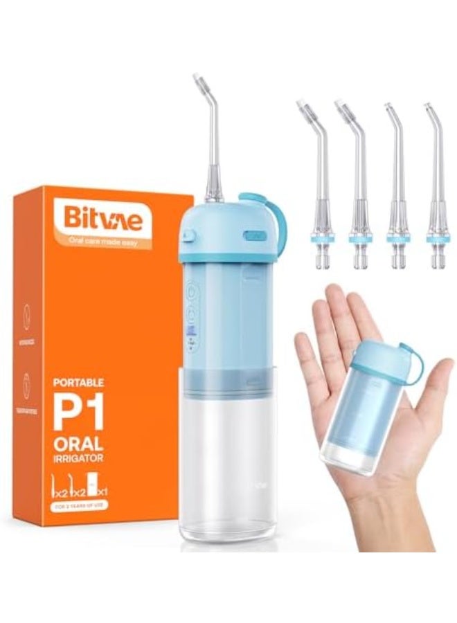 Bitvae Portable Water Flosser for Teeth | Bitvae P1 Mini Dental Floss and Water Floss Pick | Cordless Telescopic Tank Oral Irrigator | IPX7 Waterproof Cleaner for Sensitive Teeth and Braces | Travel Tooth Brush Companion - Image 1