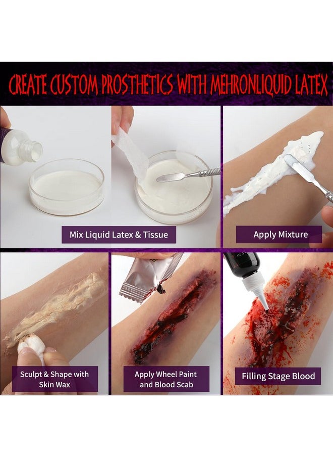 ecofavor - Fake Blood And Liquid Latex, Liquid Latex Fake Blood Sfx Makeup Kits, 2Pcs Liquid Latex(50Ml),Fake Blood Spray(50Ml),Stage Blood(50Ml), Fake Coagulated Blood (30G), Halloween Sfx Makeup Kit For Face - Image 1