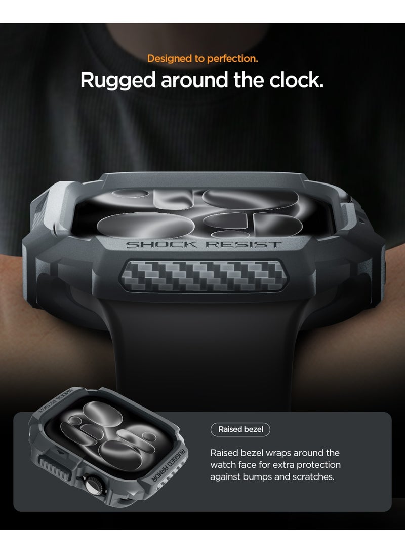 Spigen Rugged Armor 2 Apple Watch Series 11/10 (46mm) Case Cover Durable Protective TPU Flexible Shock Proof Mil Grade Bumper - Dark Gray - Image 5