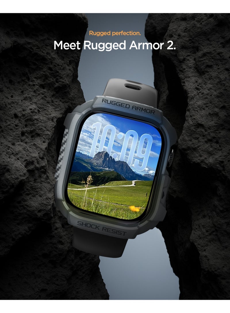 Spigen Rugged Armor 2 Apple Watch Series 11/10 (46mm) Case Cover Durable Protective TPU Flexible Shock Proof Mil Grade Bumper - Dark Gray - Image 3