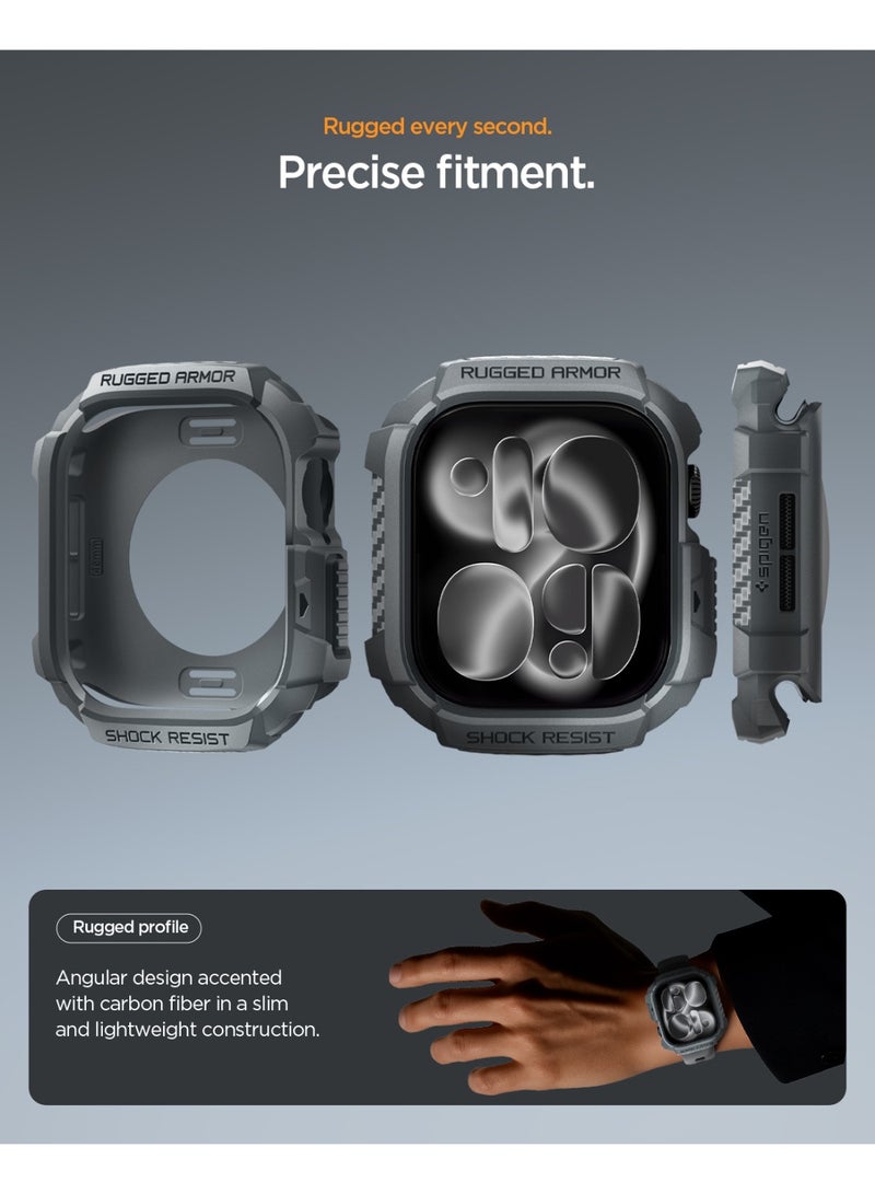 Spigen Rugged Armor 2 Apple Watch Series 11/10 (46mm) Case Cover Durable Protective TPU Flexible Shock Proof Mil Grade Bumper - Dark Gray - Image 4