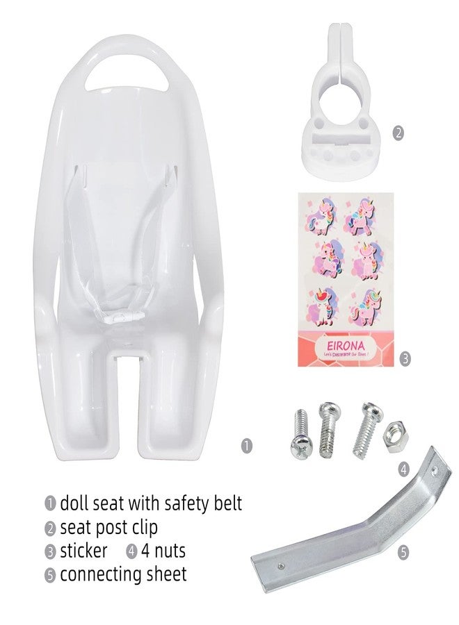 EIRONA Doll Bike Seat for Girls, Bicycle Chair for 12-20 Inch Bikes, American Girl Kids Children Accessories, White - Image 2
