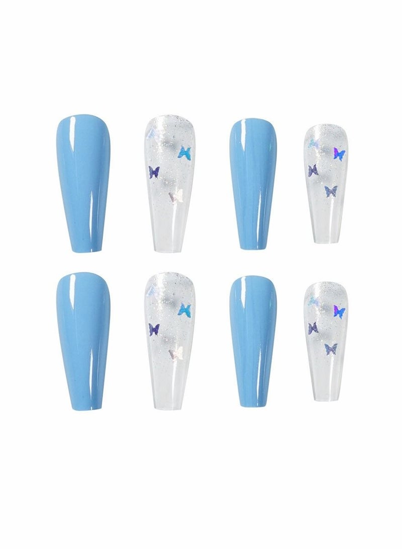 Excefore Stiletto Press on Nails Medium, Acrylic Fake Nails Glue on Nails, False Nails with Glue for Women and Girls - Image 1