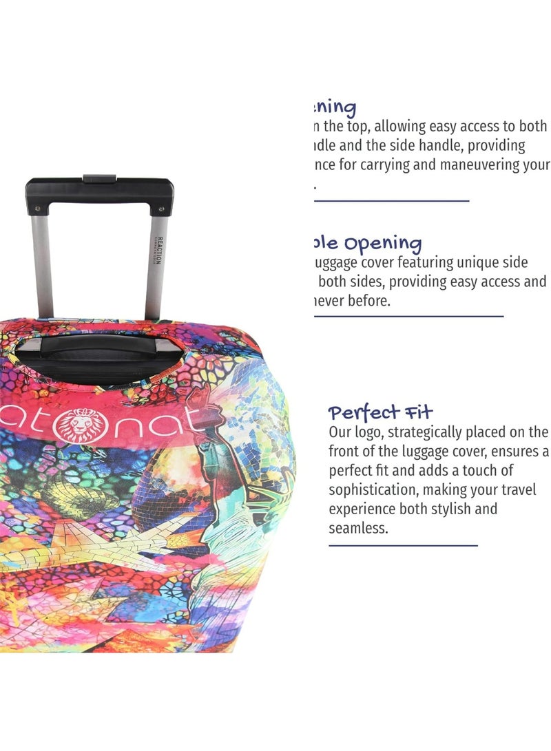 natOnat Travel Luggage Cover Protector - Suitcase Cover with Coloured Pattern- Stretchy, Washable Spandex & Polyester - Protects Against Dirt & Scratches - Travel Mosaic Design - Fits 72-81 CM Height ( X LARGE ) - Image 5