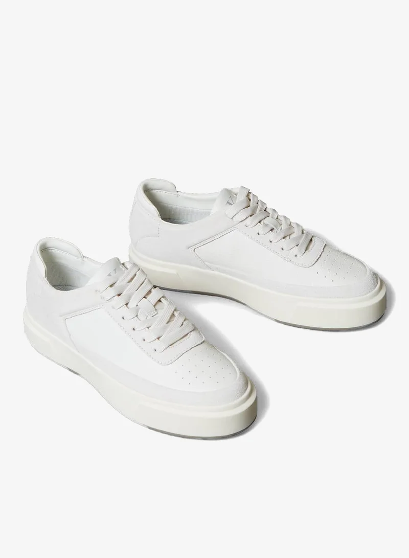 Calvin Klein Jeans Leather And Suede Signature Sneakers