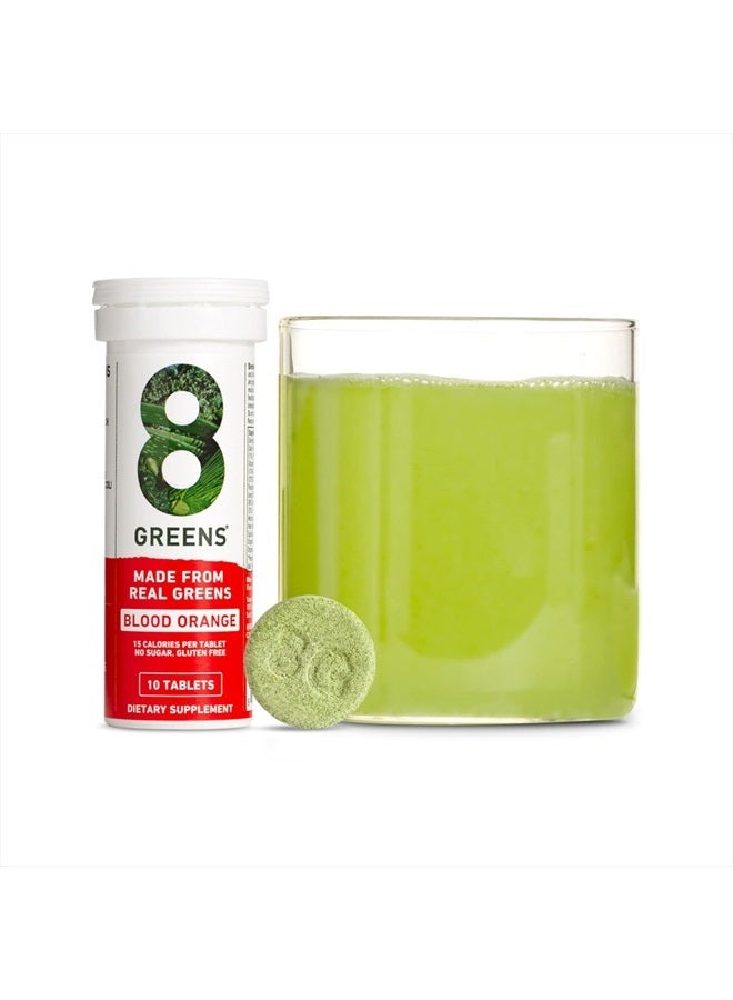 8Greens Blood Orange Effervescent Tablets - Daily Superfood- Super Greens Vitamins, Vegan, Gluten Free, Non-GMO for Immune Support (1 Tube, 10 Tablets) - Image 1