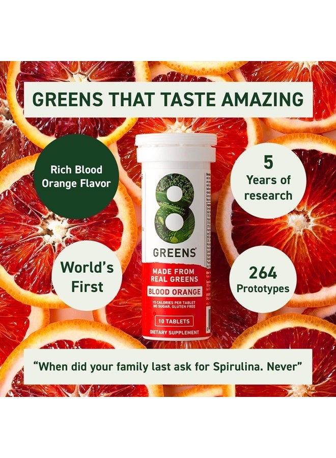 8Greens Blood Orange Effervescent Tablets - Daily Superfood- Super Greens Vitamins, Vegan, Gluten Free, Non-GMO for Immune Support (1 Tube, 10 Tablets) - Image 4