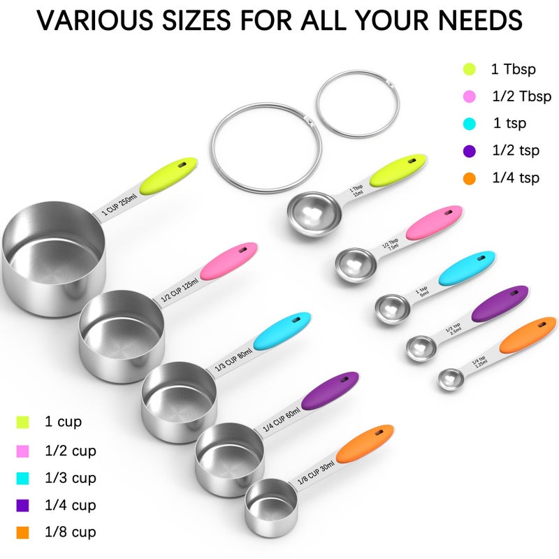 TILUCK Measuring Cups and Spoons Set, Stainless Steel, Kitchen Utensils for Cooking and Baking (10) - Image 3