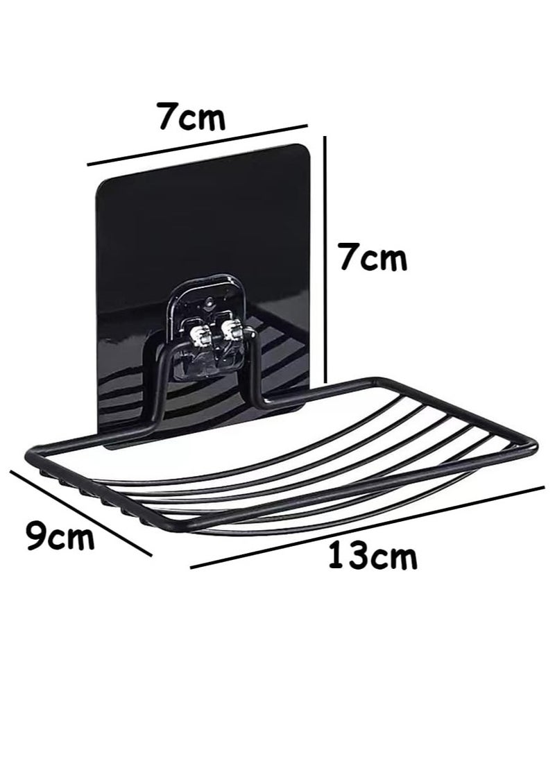 Bukela 2 Pcs Black Soap Holder Adhesive Soap Dish for Shower Soap Tray Strong Rustproof Stainless Steel Soap Rack Wall Mounted Soap Dish Basket Vacuum Suction Cup Bar Sponge Holder for Bathroom - Image 2