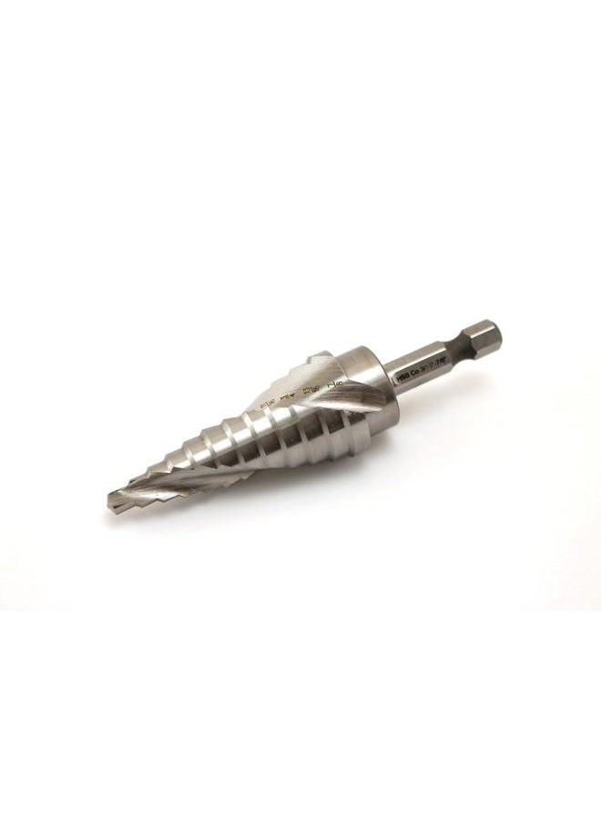 TEMO M35 Cobalt Spiral Flute Step Drill, 12 size from 3/16 inch (4.8mm) to 7/8 inch (22.2mm), 1/4 inch (6.4mm) Hex Shank - Image 1