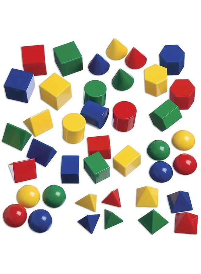 40 Pcs 3D Geometric Solids Set 4 Colors 10 Shapes Math Manipulatives Learning Toys - Image 1