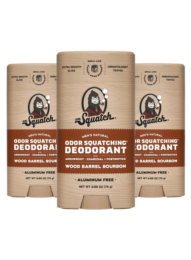 Dr. Squatch Natural Deodorant for Men 3 Pack Wood Barrel Bourbon – Odor-Squatching Men's Deodorant Aluminum Free (2.65 oz, 3 Pack) - Image 1