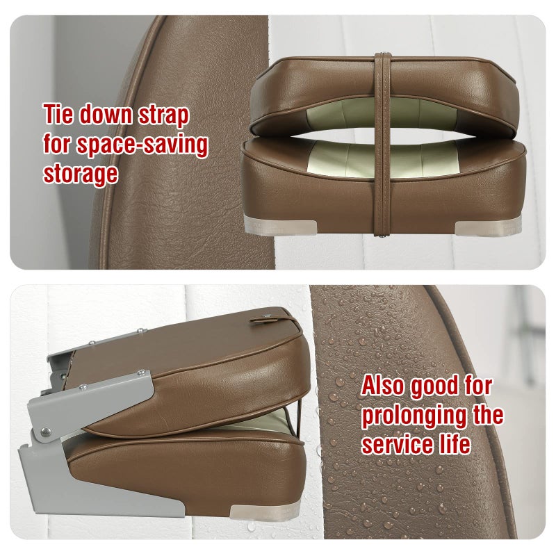 Leader Accessories New Low Back Folding Boat Seat (Brown/Sand) - Image 5