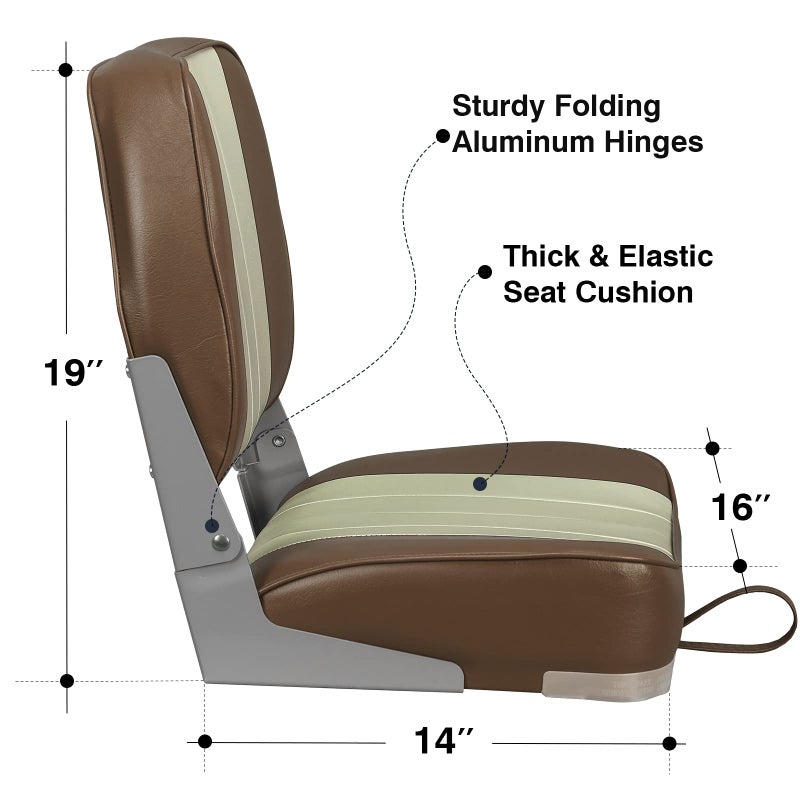 Leader Accessories New Low Back Folding Boat Seat (Brown/Sand) - Image 2