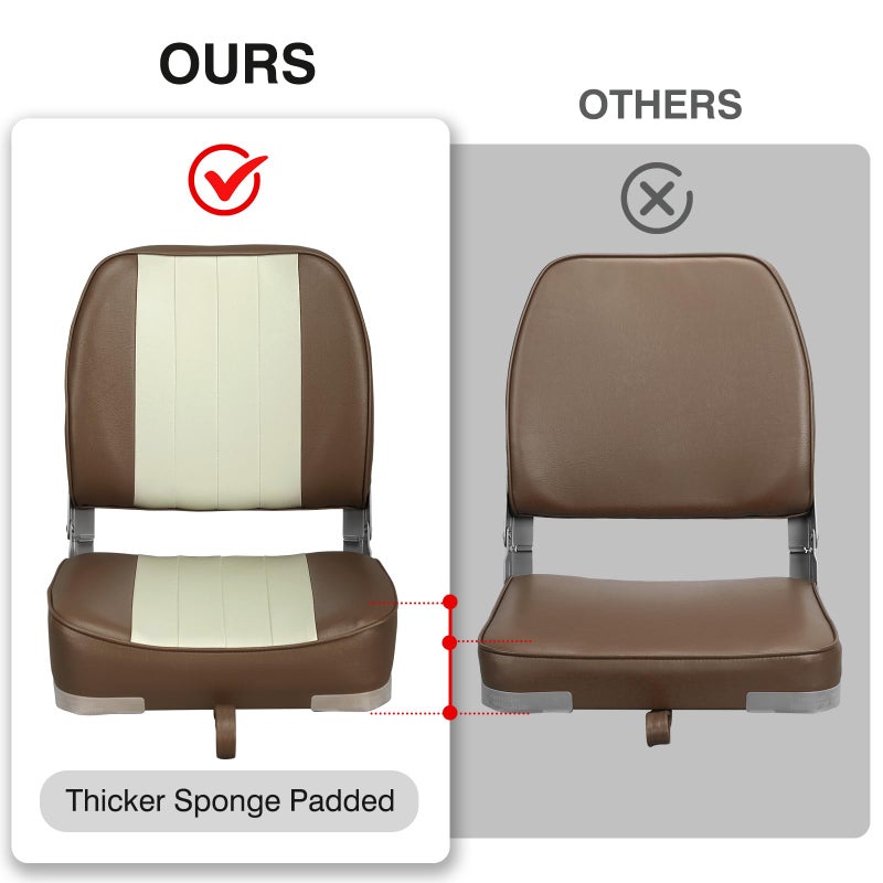 Leader Accessories New Low Back Folding Boat Seat (Brown/Sand) - Image 4