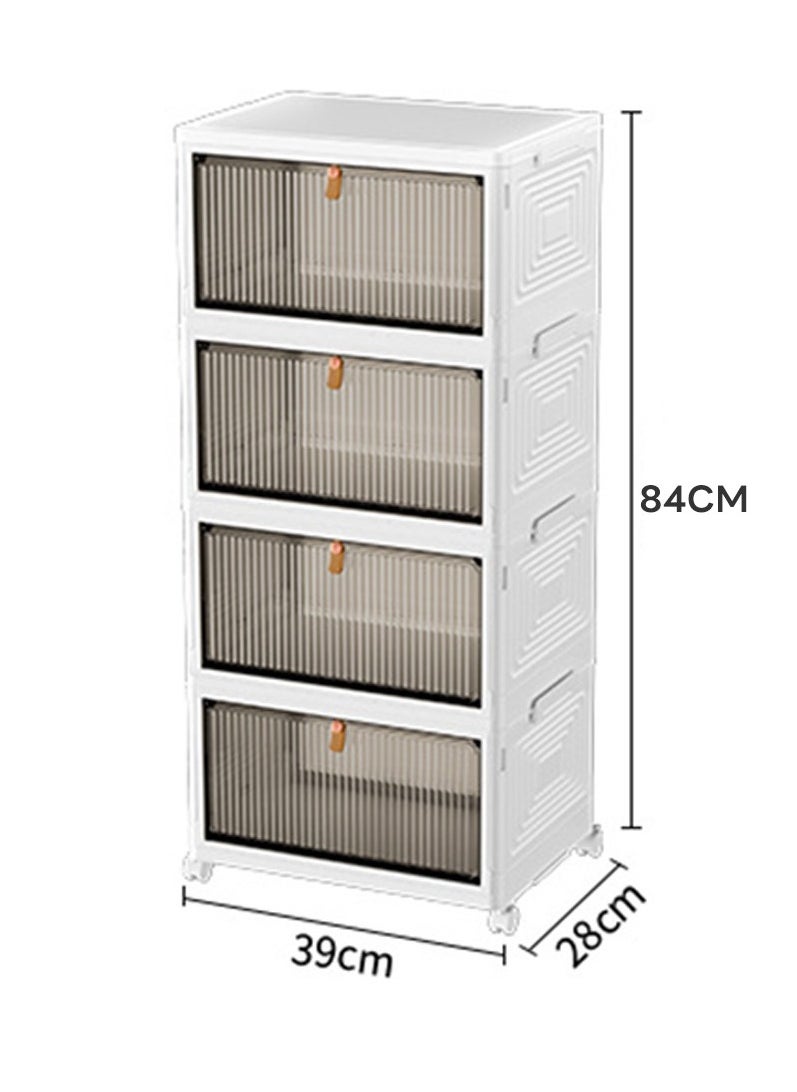 Sharpdo - 4-Layer Transparent Shoe Box Storage Box Shoe Cabinet, Installation-Free Folding Design with Universal Wheel Storage Box 39*28*84CM - Image 1