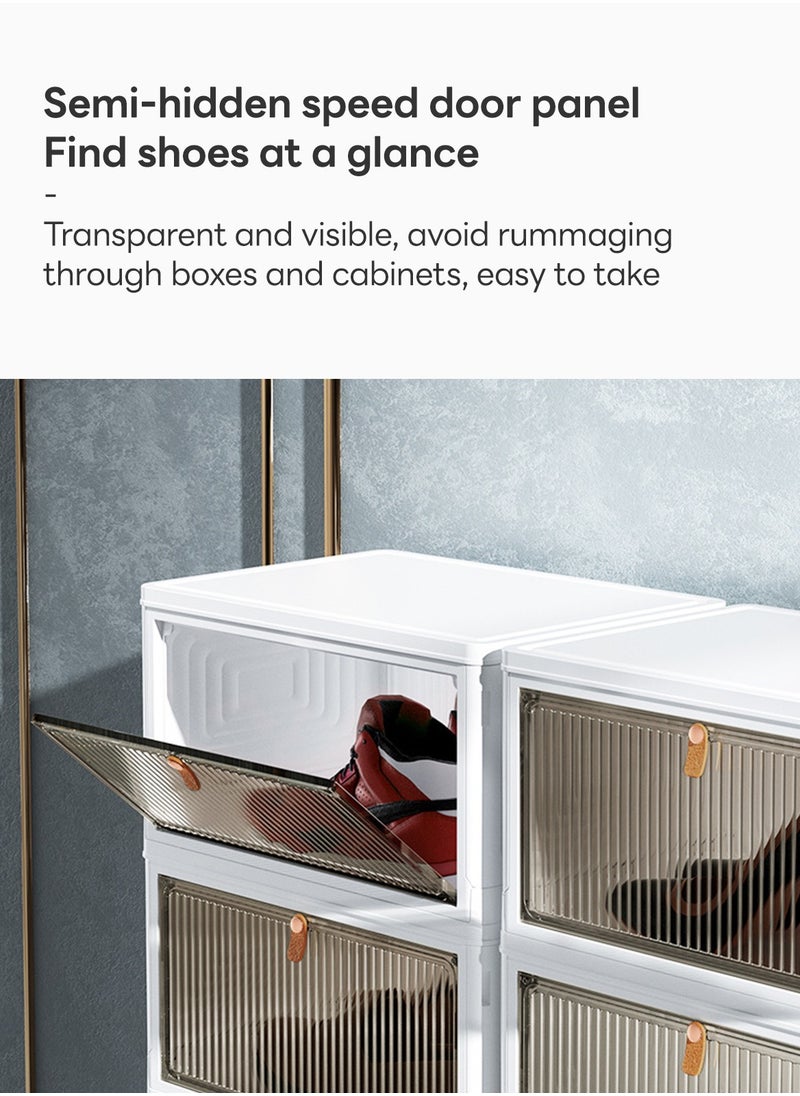 Sharpdo - 4-Layer Transparent Shoe Box Storage Box Shoe Cabinet, Installation-Free Folding Design with Universal Wheel Storage Box 39*28*84CM - Image 1