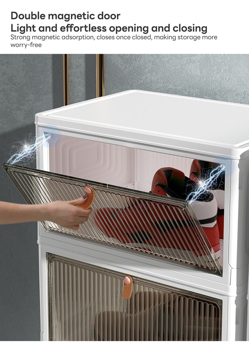Sharpdo - 4-Layer Transparent Shoe Box Storage Box Shoe Cabinet, Installation-Free Folding Design with Universal Wheel Storage Box 39*28*84CM - Image 1
