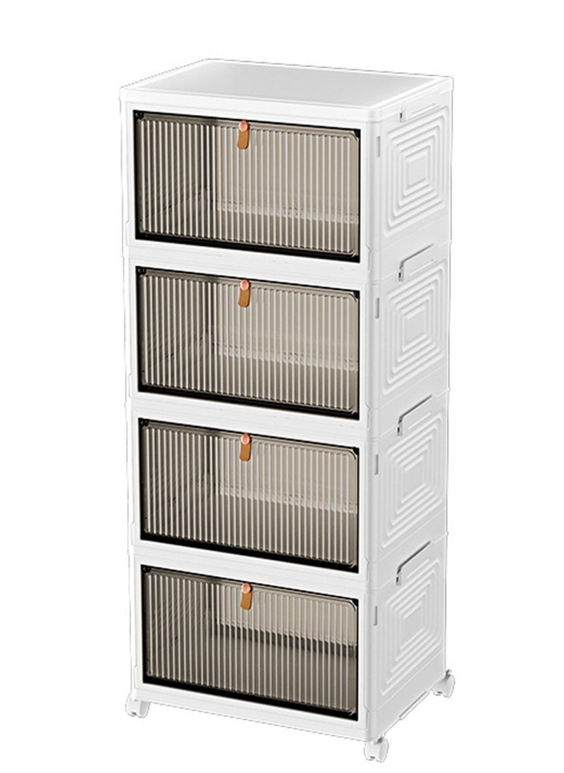 Sharpdo - 4-Layer Transparent Shoe Box Storage Box Shoe Cabinet, Installation-Free Folding Design with Universal Wheel Storage Box 39*28*84CM - Image 1