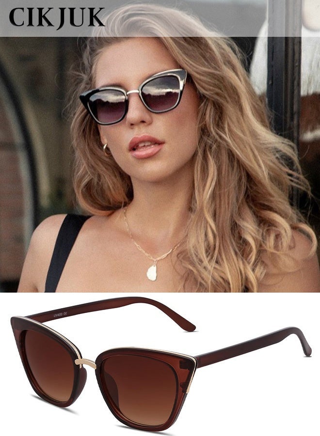 CIKJUK Luxury Design Sunglasses Men Women Cat Eye Men's Women's Sunglass Premium Sun Glasses Fashion Mens Sun Glas UV400 Protection Sun Glas Brown - Image 1