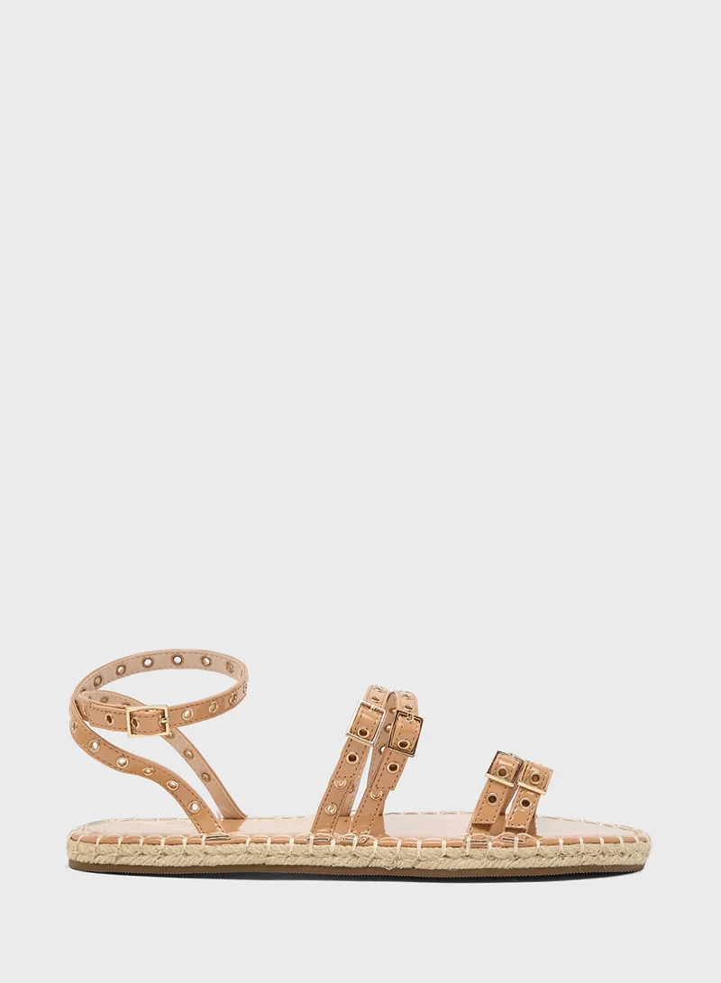 Ginger Studded Multi Strap Flat Sandal