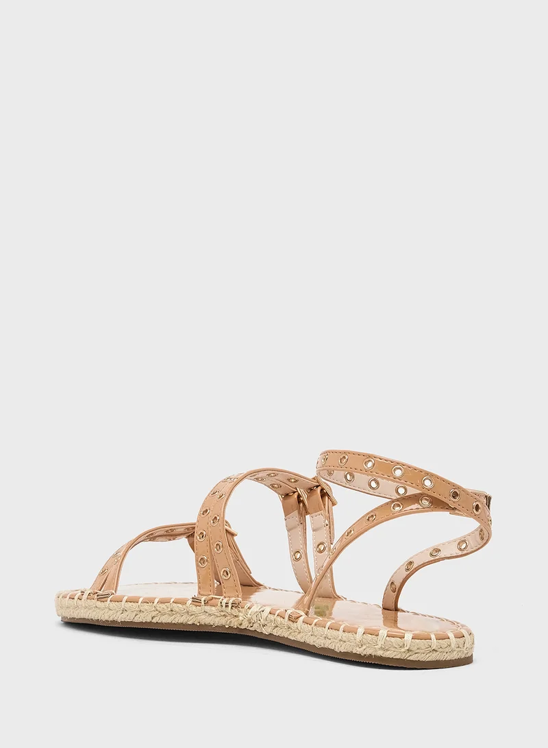 جينجر Studded Multi Strap Flat Sandal