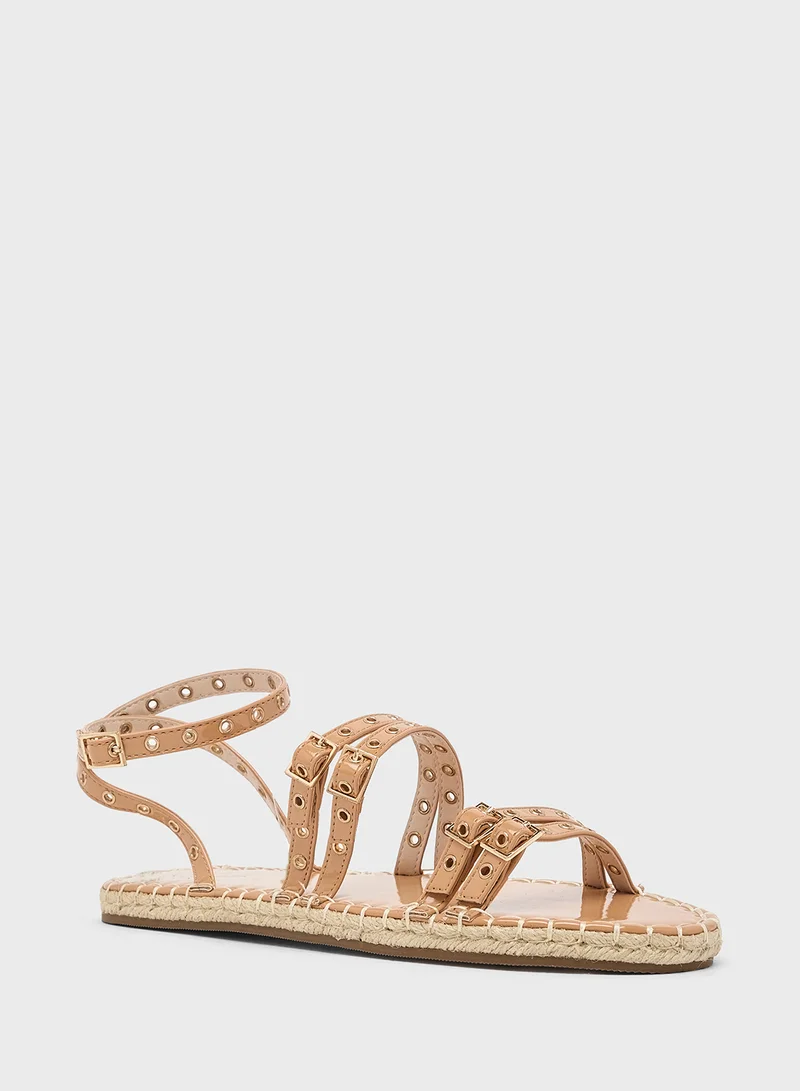 Ginger Studded Multi Strap Flat Sandal