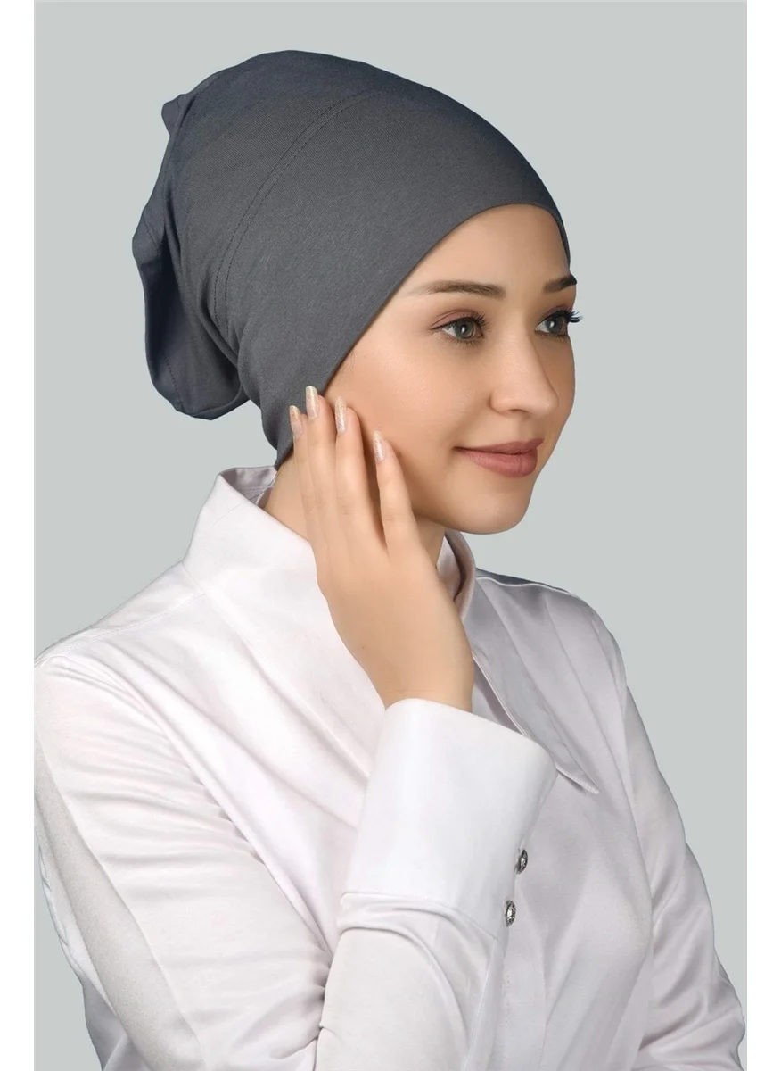 Altobeh Ready-made Practical Snap-on Long Tube Hijab Bonnet - Smoked