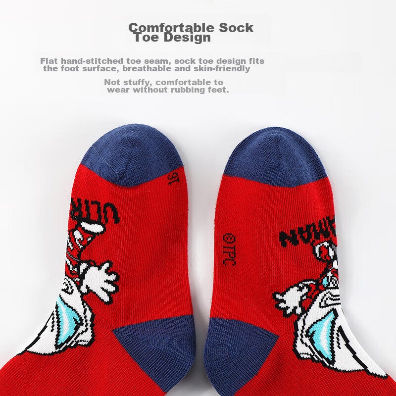ULTRAMAN Children's Socks, Spring And Autumn Mid-Calf Socks for Boys, Baby New Year Cotton Socks AHM3012, Five Pairs, 16-18cm - Image 4