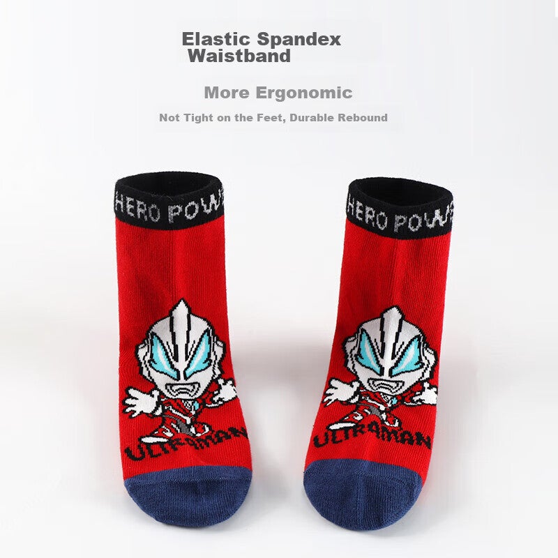 ULTRAMAN Children's Socks, Spring And Autumn Mid-Calf Socks for Boys, Baby New Year Cotton Socks AHM3012, Five Pairs, 16-18cm - Image 3