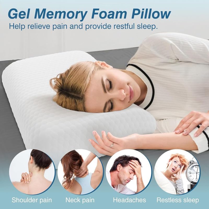 SPANCIA SPANCIA Premium Memory Foam Pillow Orthopedic Neck Support Cooling Gel Technology Hypoallergenic Cover Adjustable Loft for Side Back Stomach Sleepers Size16x24 Pack of 1 - Image 4