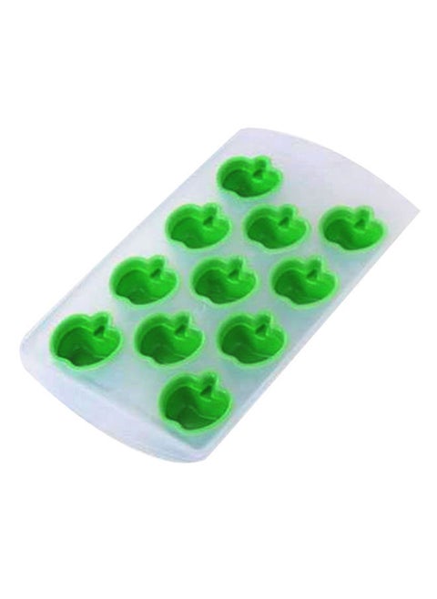 11-Grid Apple Shape Flexible Ice Tray Green/Clear 11 x 22centimeter