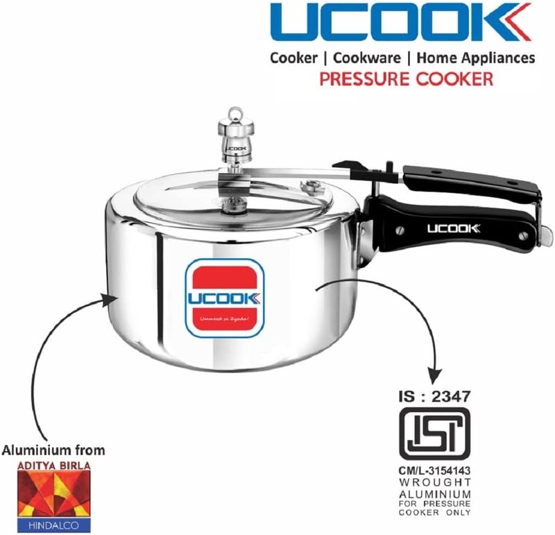 https://www.unitedektagroup.com/pressure-cooker/pressure-cooker-ucook-platinum-premier-3-ltr.html طنجرة ضغط من الألومنيوم من ماركة UCOOK بواسطة مجموعة UNITED Ekta Group، سعة: 1.5 لتر، غير متوافقة مع المواقد الكهربائية، مصنوعة للاستخدام المنزلي والمطبخ، غطاء داخلي، ضمان لمدة 5 سنوات - Image 3