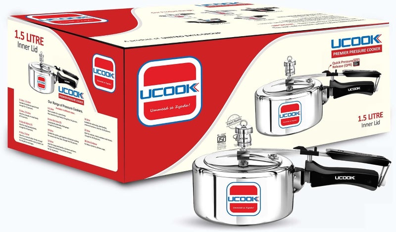 https://www.unitedektagroup.com/pressure-cooker/pressure-cooker-ucook-platinum-premier-3-ltr.html طنجرة ضغط من الألومنيوم من ماركة UCOOK بواسطة مجموعة UNITED Ekta Group، سعة: 1.5 لتر، غير متوافقة مع المواقد الكهربائية، مصنوعة للاستخدام المنزلي والمطبخ، غطاء داخلي، ضمان لمدة 5 سنوات - Image 1