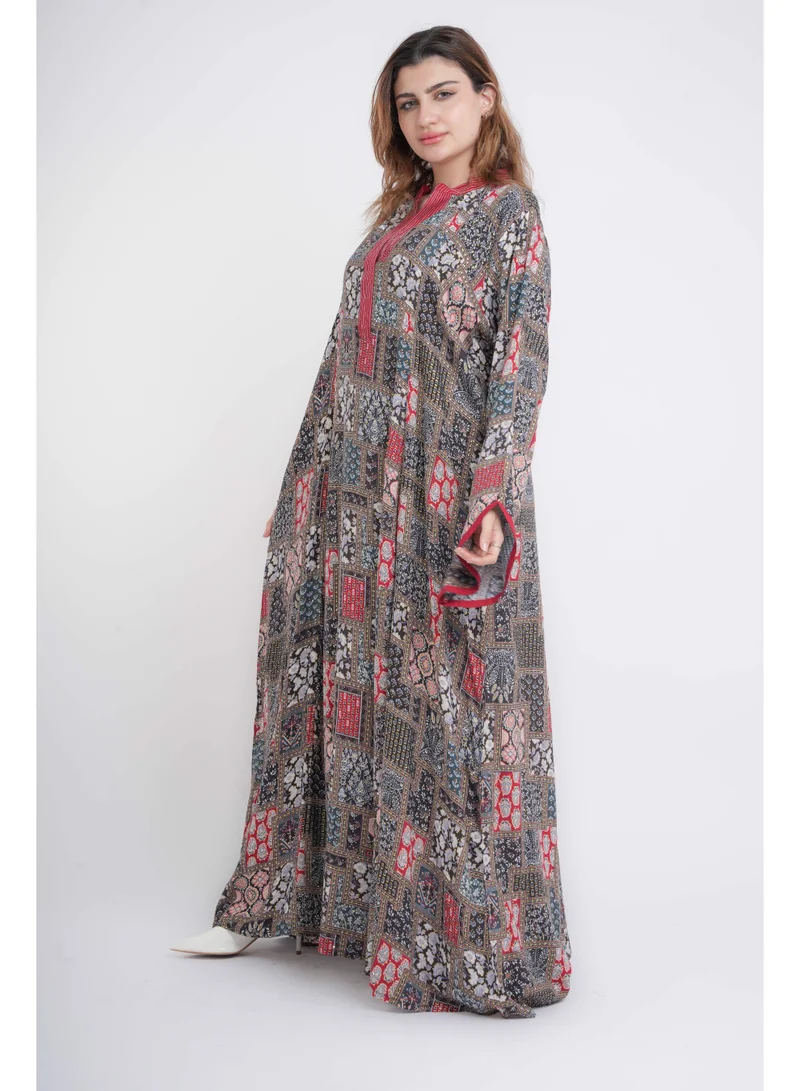 IKKXA Printed Bloom Luxe Jalabiya IN5004 Blue