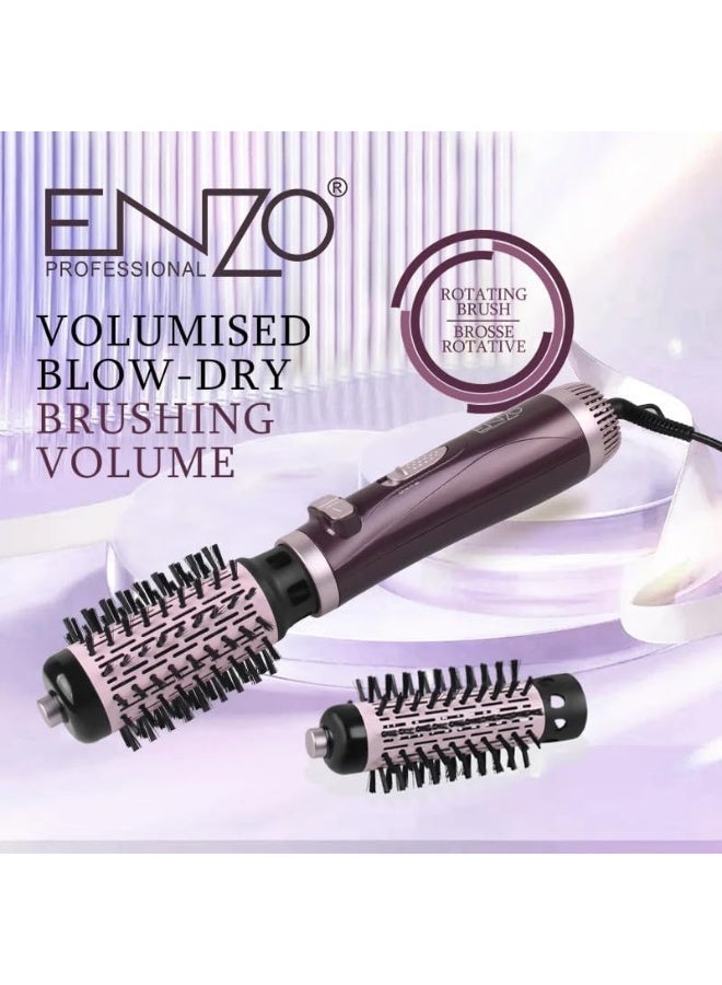 ENZO Professional فرشاة الهواء الساخن الدوارة ENZO EN-747 الاحترافية – أداة تصفيف 2 في 1 مع ملحقات فرشاة مزدوجة | مجفف شعر، مكواة تجعيد ومكثف – النسخة الدولية - Image 3