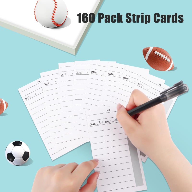 Axcoix 160 Pack Strip Cards for Gambling, 10 Line Football Strip Cards, No-Repeat Pull Tabs Gambling Tickets for Soccer Football Baseball Sports Box Game Betting - Image 4