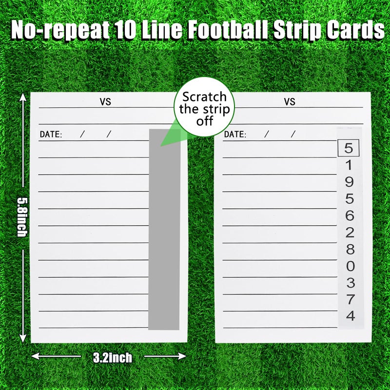 Axcoix 160 Pack Strip Cards for Gambling, 10 Line Football Strip Cards, No-Repeat Pull Tabs Gambling Tickets for Soccer Football Baseball Sports Box Game Betting - Image 2