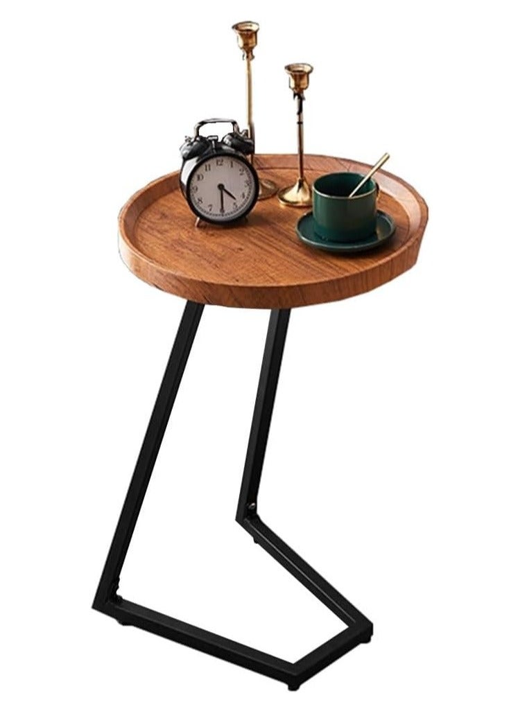 DubaiGallery Side table simple and modern corner sofa aesthetic standing table oval coffee table tea table wood floor design home furniture - Image 1