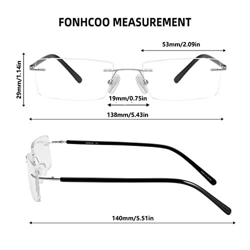 FONHCOO نظارات حجب الضوء الأزرق من FONHCOO - نظارات كمبيوتر وألعاب بدون إطار خفيفة الوزن للجنسين - مستطيلة بدون إطار - Image 3