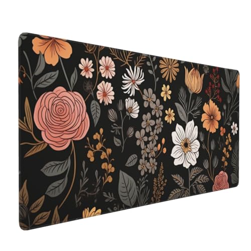 KOBWOPI 35.4 x 15.7 in, Waterproof XXL Large Mouse Pad for Desk, Extended Keyboard Mouse Mat for Computer Office, Big Laptop Mouse pad, Gaming Pc-Boho Flowers - Image 1