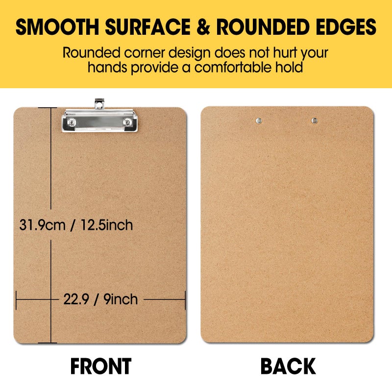 YesBes 20 Pack Clipboards Bulk, Clipboards for Classroom, Letter Size (9 x 12.5 Inch) Wooden Clipboard, Hardboard Office Clipboard, Classroom Supplies - Image 3