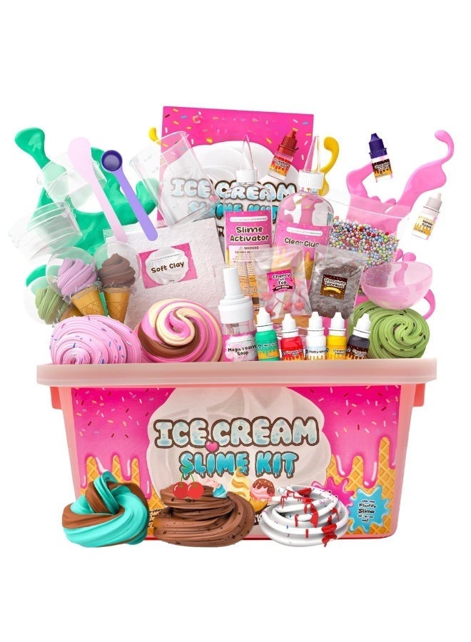 Mumfactory Slime Kit Toy DIY Ice Cream – DIY Slime Making Set with 31 Accessories - Image 1